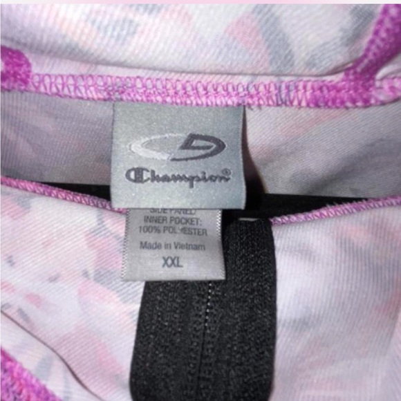 Champion Women's Zip-Up Pink Floral Print Hooded Athletic Windbreaker - Picture 5 of 8